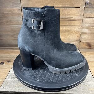 Pual Green Womens Size US 7 Selma Black Suede Zip Up Block Heel Booties